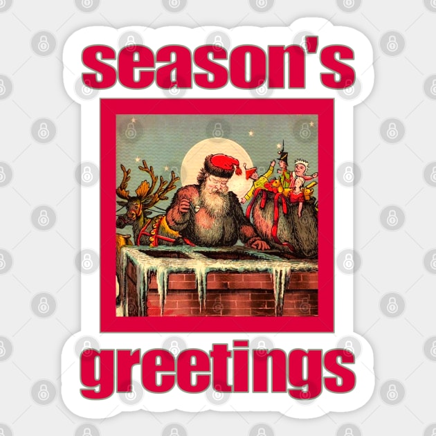 Season's Greetings Santa's Chimney Sticker by Jan4insight TeeStore